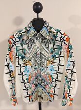 Etro Blouse Top Floral Geometric Made in Italy Size IT 48  US 12 Gorgeous Button picture