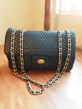 BALLY Quilted Gold Chain Shoulder/Crossbody Bag Leather Black  picture