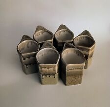 Vintage Rodolfo Padilla Set Of 6 Coffee Mugs Drip Glazed Ivory Browns Signed picture