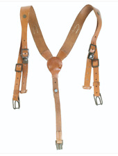 Original Czech Army Y-Strap Leather Suspenders Harness Military Suspenders Brown picture