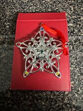 Lenox Star Christmas Ornament Sparkle and Scroll Silver Tone w Multicolor Gems picture