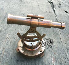 Vintage Solid Brass Theodolite Survey Alidade & Telescope Compass Instrumen picture
