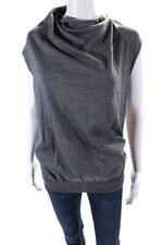 Lanvin Womens Sleeveless Crew Neck Knit Draped Top Gray Wool Size Medium picture