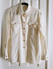 Escada Margaretha Ley Cream Blouse w/Quilted Detail. Size 42 (10)  Vintage picture