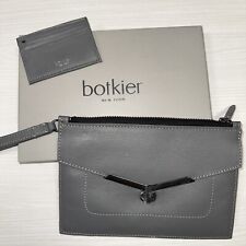 BOTKIER Valentina Gray Leather Purse Clutch Wristlet w/Wallet Insert NEW w/Box picture