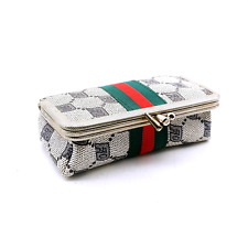 Vintage Sew Clutch Gucci Stripe Sewing Kit Travel Coin Purse Compact Manicure picture