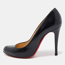Christian Louboutin Black Leather Simple Pointed Toe Pumps Size 39.5 picture