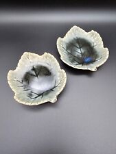Pair of Kotobuki Green Leaf Footed Trinket Soap Dishes Made In Japan picture