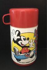 Vintage Aladdin Mickey Mouse Skateboarding Red Lunch Box Thermos Collectible picture