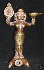 Old Indian Brass Lady Figure Make up Bottle Container Mirror On Turtle bottle # picture
