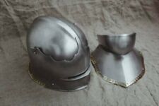 Medieval Custom SCA 16 Gauge Steel Helmet Combat Sallet Helmet With Bevor picture