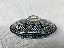 Polish Pottery - Casserole with Lid - Boleslawiec - NEW - Hand painted-BEAUTIFUL picture