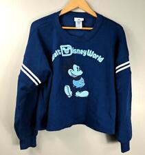 Rare: Disney Walt Disney World Mickey Mouse Blue Crewneck Sweatshirt Crop Top L picture