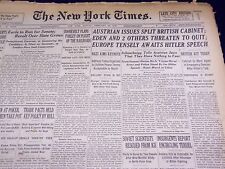 1938 FEB 20 NEW YORK TIMES - AUSTRIAN ISSUES SPLIT BRITISH CABINET - NT 2393 picture