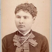 c1870s Hicksville OH Cute Round Fat Face Young Lady Girl CDV Photo E Johnson H39 picture