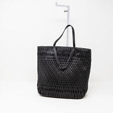 Jil Sander Genuine Leather Woven Knit Shoulder Purse Bag Tote Solid Black Medium picture