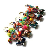 Indian Elephant Embroidered Keychain Bohemian Girls Keyring Wholesale Lot 50 PCS picture