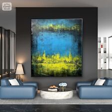 Sale Abstract Blue Yellow Colors HANDMADE 60H X 48W Painting Winford2495 Now 995 picture