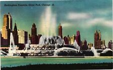 Vintage Postcard- Buckingham Fountain, Grant Park, Chicago, IL picture