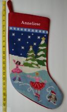 LANDS END Ballerina Wool Needlepoint Christmas Stocking Monogrammed ANNELIESE picture
