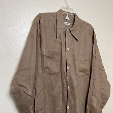 Vintage Giorgio Armani Shirt Mens L Brown Linen Ramie Le Collezioni Long Sleeve picture