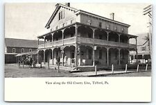 c1910 TELFORD PA COUNTY LINE HOTEL VIEW HORSE AND CARRIAGE EARLY POSTCARD P3995 picture