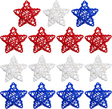 15 Pcs 4Th of July Star Shaped Rattan Balls Decoration, 2.36 Inch Red White and  picture