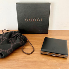 NIB Gucci Women's Black Folded Square Compact Pocket Makeup Purse Double Mirror  picture