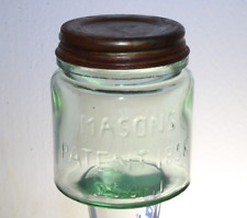 NEW LITE GREEN MASON FRUIT JAR PATENT 1858 250 ML 1/2 PINT CANNING picture