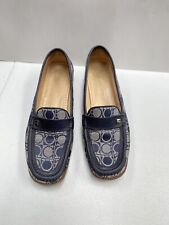 Salvatore Ferragamo Loafers Womens Size 7B Navy Blue Slip-On Shoes Flats Gancini picture