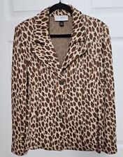 St. John Collection Cheetah-Print Jacket Brown Ivory Size 12 picture
