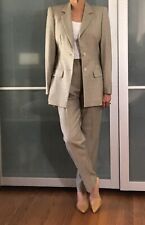 Vintage ESCADA beige ltwt superfine wool plaid CLASSIC pant suit, Sz 4 US picture