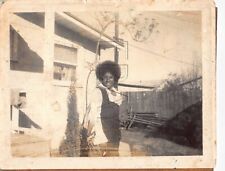 Old Photo Snapshot Woman With Afro Hair Style Smiling Vintage Portrait 5A6 picture