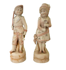 Antique Victorian Figurines Pair Of German Bisque Man & Woman Approx. 12in each picture