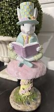 Cottontail Lane Mad Hatter Easter Bunny Sitting On Top Of Mushroom With Book NWT picture