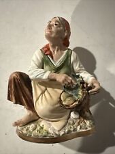 Antique German Woman Fishing Ceramic Made In Japan Not A Mass Produced Piece picture