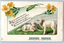 Monticello Minnesota MN Postcard Easter Lamb And Flowers Scene Embossed Tuck picture