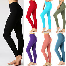 Womens Soft Stretch Cotton High Waisted Leggings Long Workout Yoga Pant Fitness picture