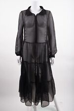 Akris Punto Womens Lasercut Midi Dress Tiered Sz 10 Black No Slip NWOT picture