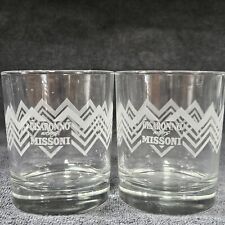 Set of 2 DISARONNO WEARS MISSONI Etched Glass Tumblers 3 7/8