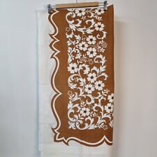 VTG MCM Brown White Floral Tablecloth Cottagecore Western  51