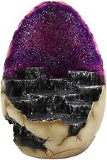 Ebros Purple Geode Dragon Egg with Rocky Steps and LED Light Miniature Display picture