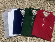 New Burberry Vintage Men's Plaid Polo Short Sleeve Shirt Size S, M,L,XL,XXL picture