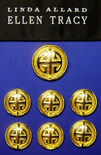 ELLEN TRACY REPLACEMENT BUTTONS 7 Shiny Gold TONE METAL BUTTONS, EXCELLENT COND. picture