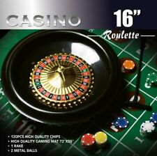 16 Inch Roulette Wheel Game Set w/Large Size Felt & 11.5 gr Chips (Discounted) picture