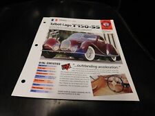 1937-1939 Talbot-Lago T150-SS Spec Sheet Brochure Photo Poster 1938 picture
