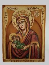 Unique Hand-painted Beeswax Icon Nursing Theotokos Madonna Mlekopitatelnitsa  picture