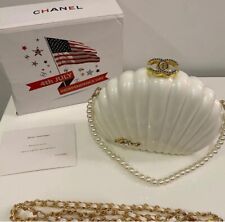 White Chanel Limited Edition Shell Clutch Bag Chain Strap picture