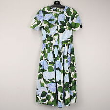 Oscar de la Renta Hydrangea Print Poplin Dress in White/Blue/Green - US 2 picture