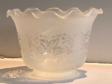 New: Vintage Frosted w/Clear Etched flower & Fluted Edge glass Shade 4